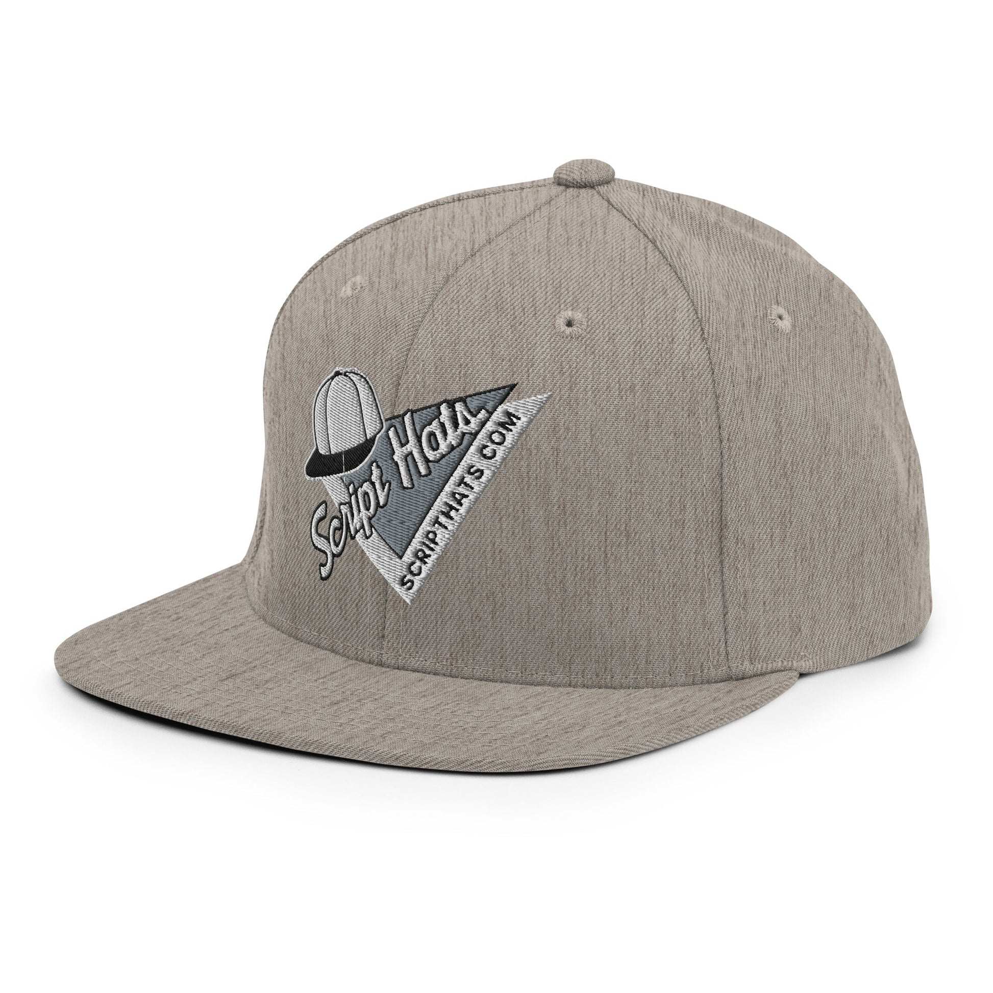 Script Hats 90's Sports Triangle Snapback Hat Heather Grey