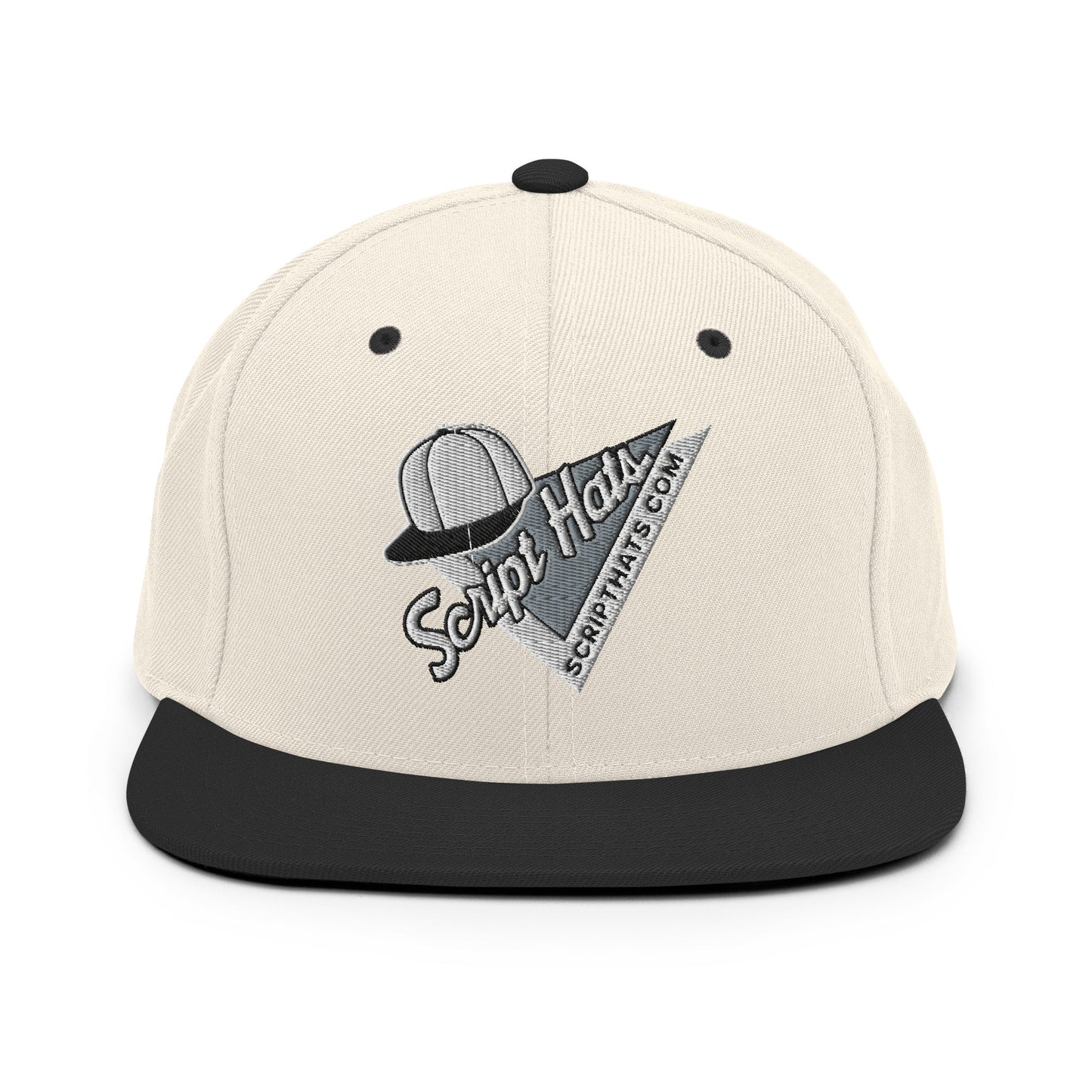 Script Hats 90's Sports Triangle Snapback Hat Natural Black