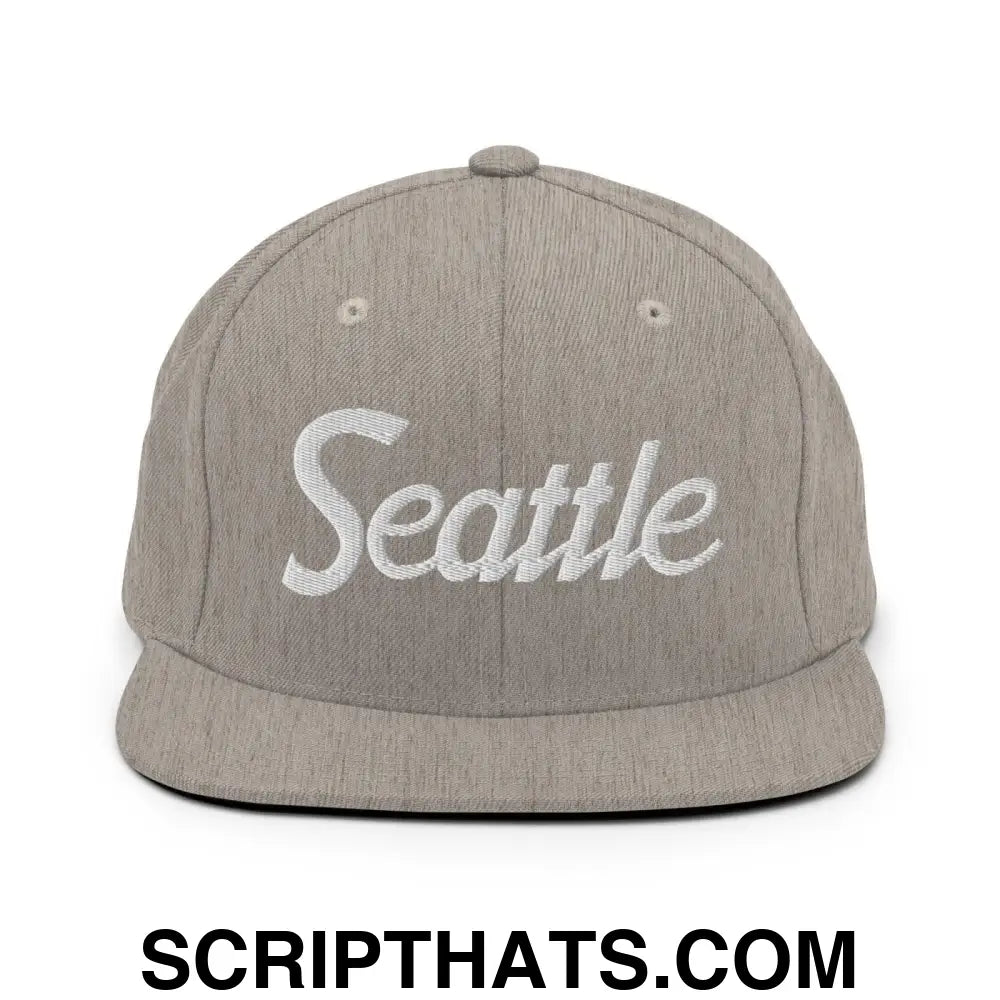 Seattle Script Snapback Hat Heather Grey