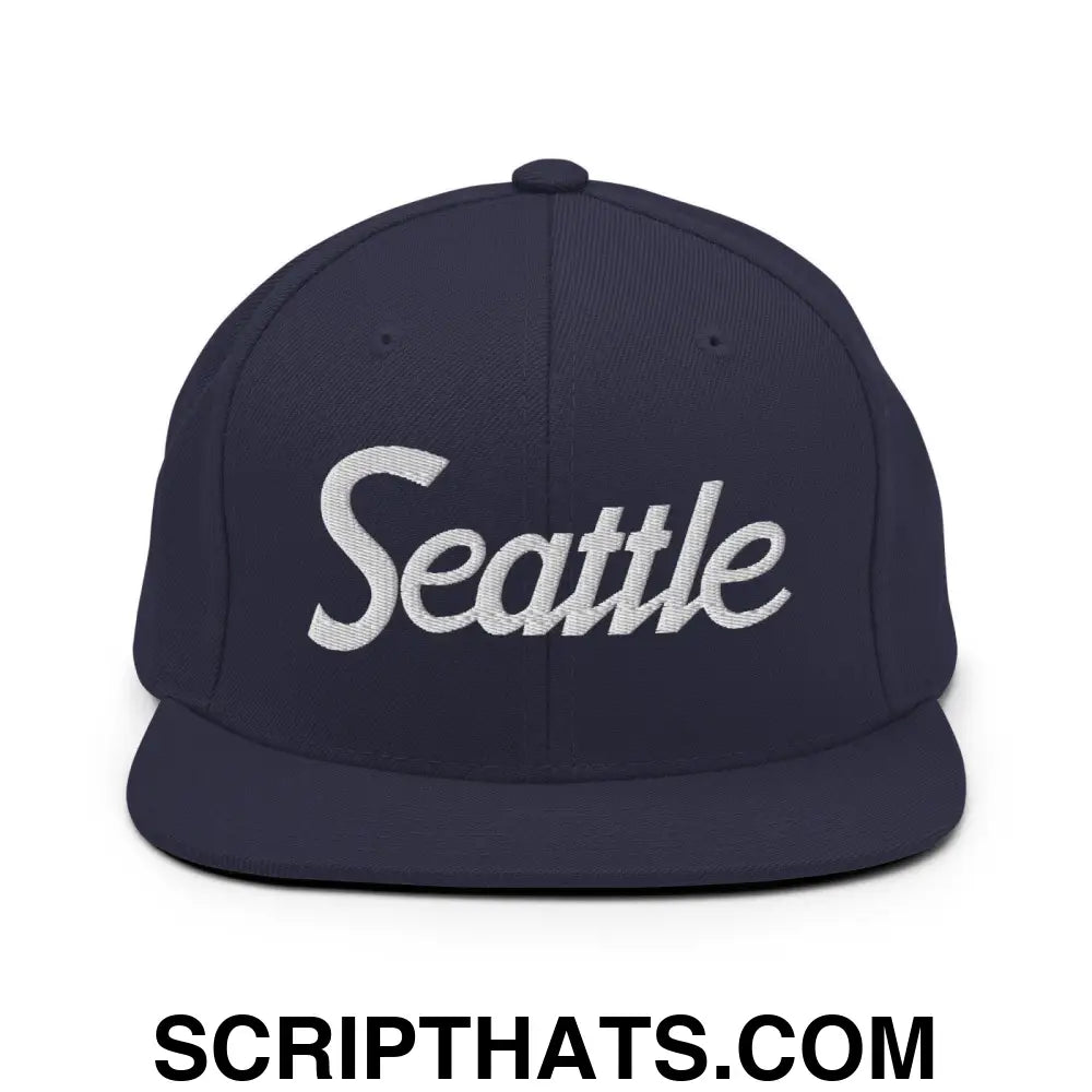 Seattle Script Snapback Hat Navy