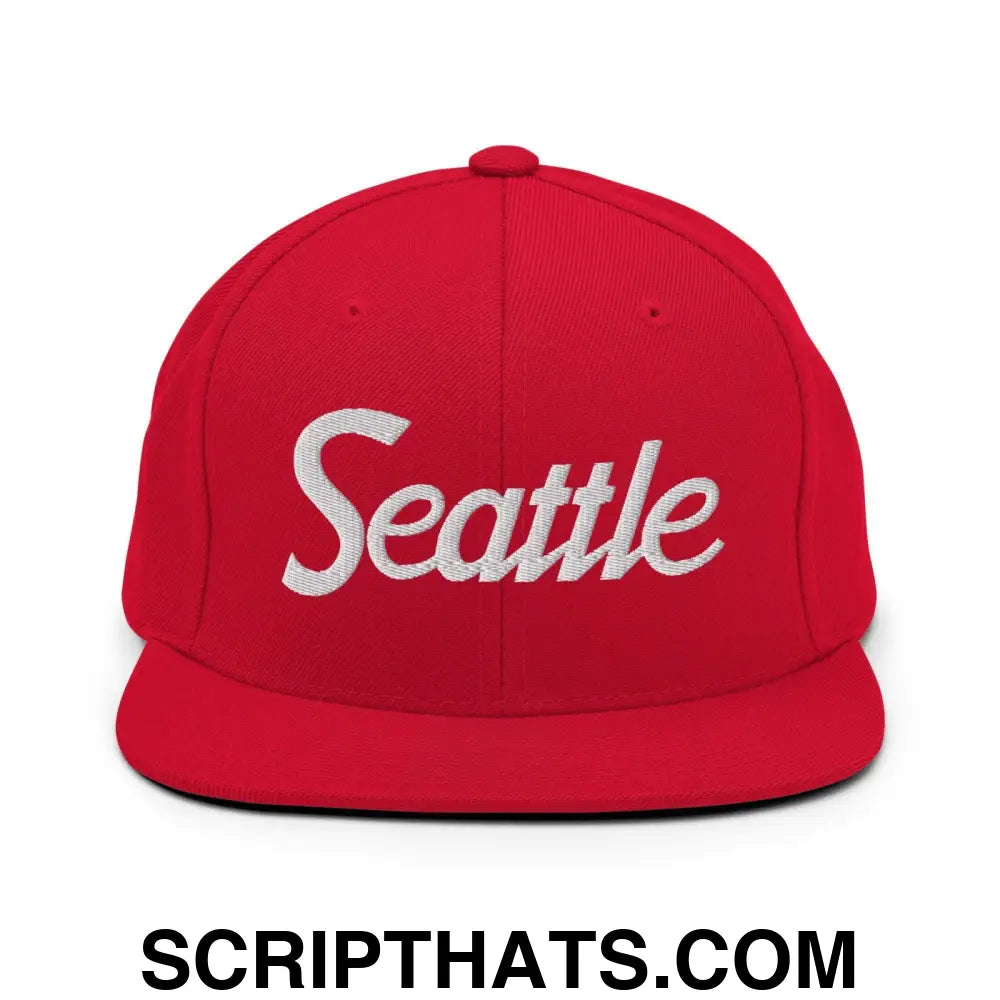 Seattle Script Snapback Hat Red