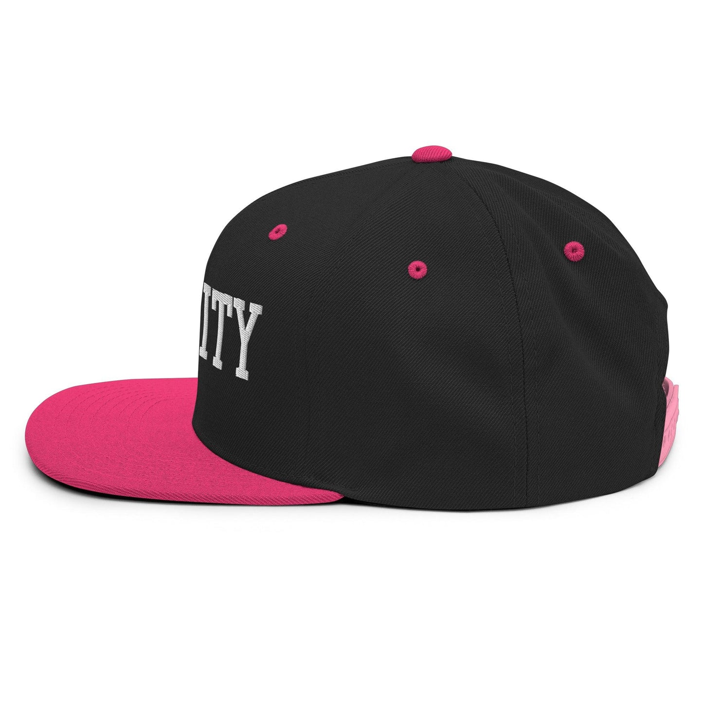 Security Uniform Work Block Embroidered Flat Bill Brim Snapback Hat Black Neon Pink