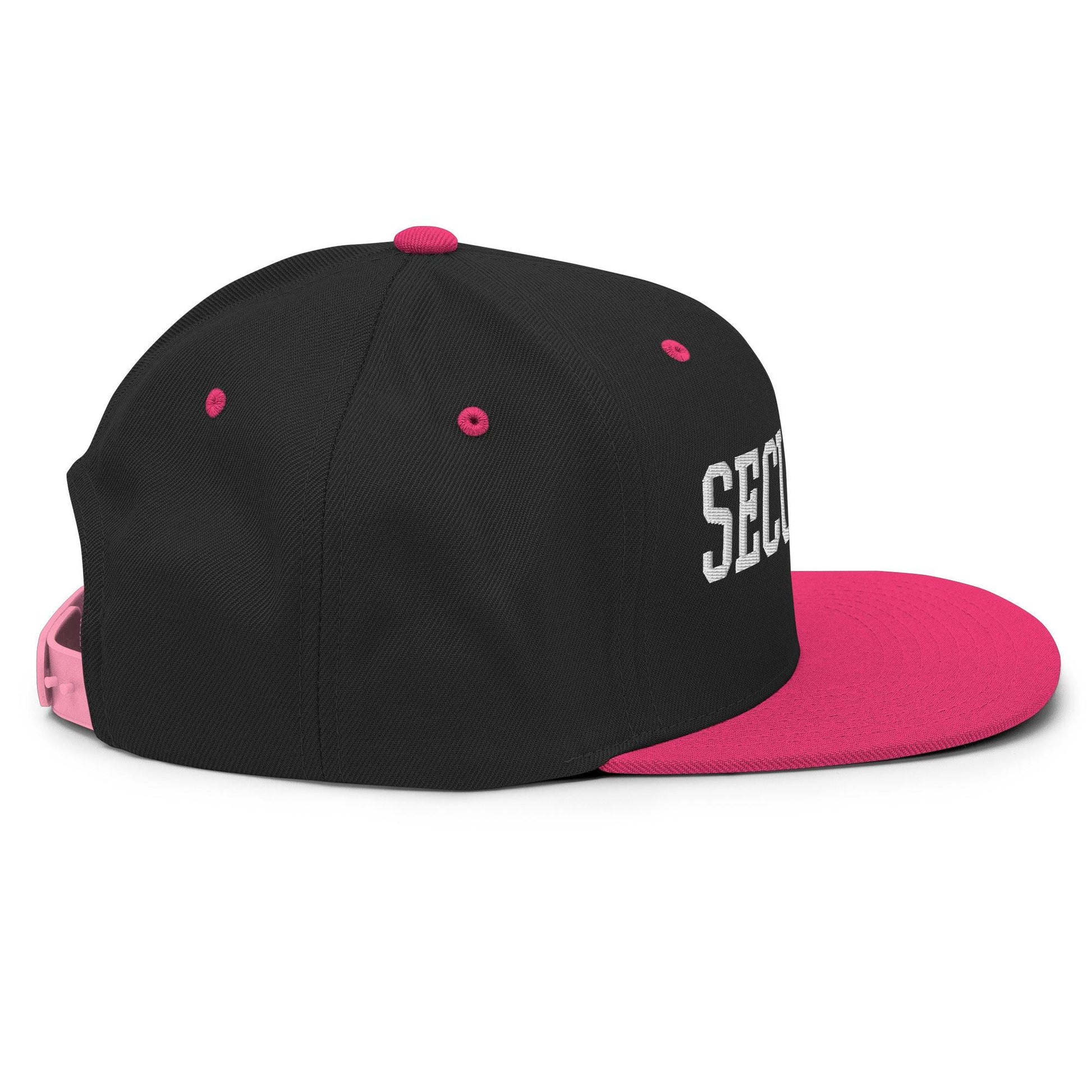 Security Uniform Work Block Embroidered Flat Bill Brim Snapback Hat Black Neon Pink