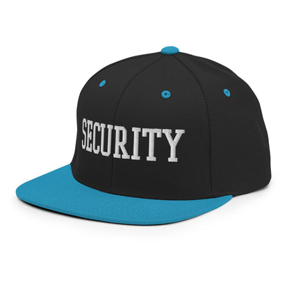 Security Uniform Work Block Embroidered Flat Bill Brim Snapback Hat Black Teal