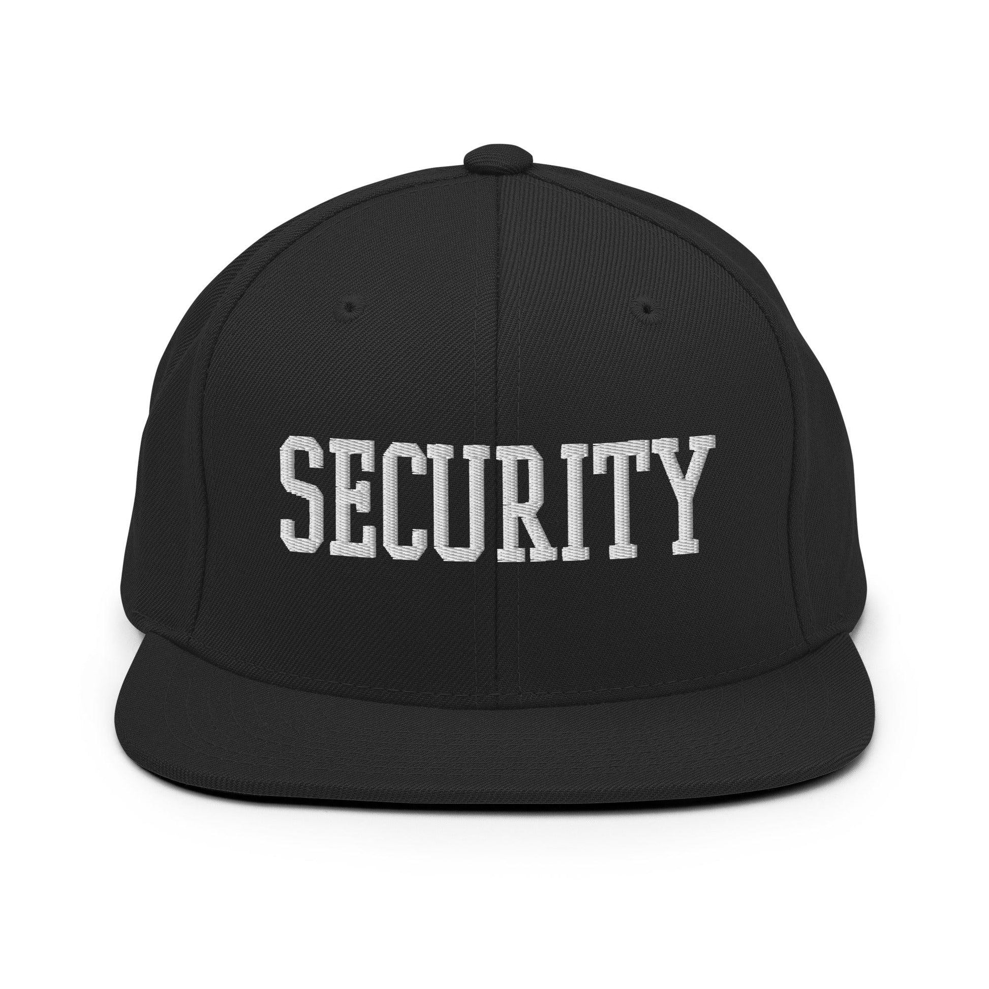 Security Uniform Work Block Embroidered Flat Bill Brim Snapback Hat Black