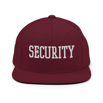 Security Uniform Work Block Embroidered Flat Bill Brim Snapback Hat Maroon