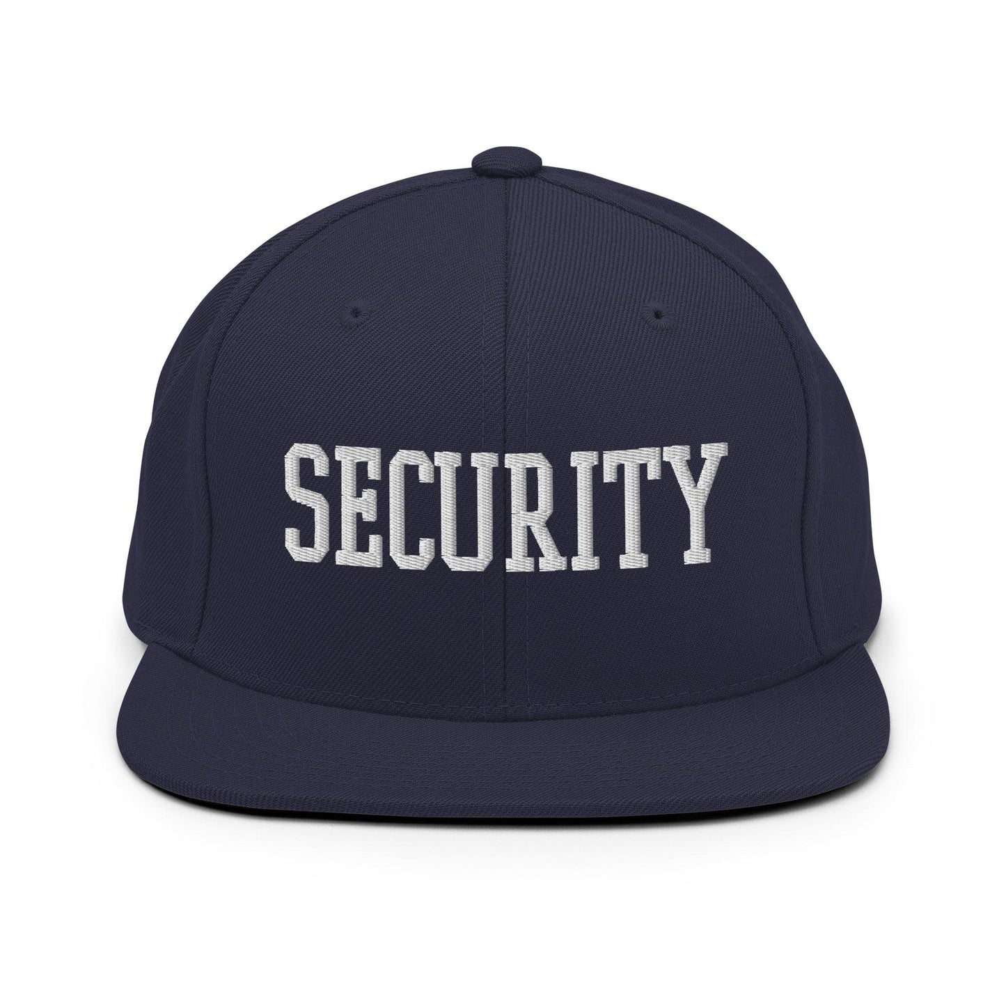 Security Uniform Work Block Embroidered Flat Bill Brim Snapback Hat Navy