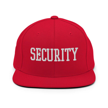 Security Uniform Work Block Embroidered Flat Bill Brim Snapback Hat Red