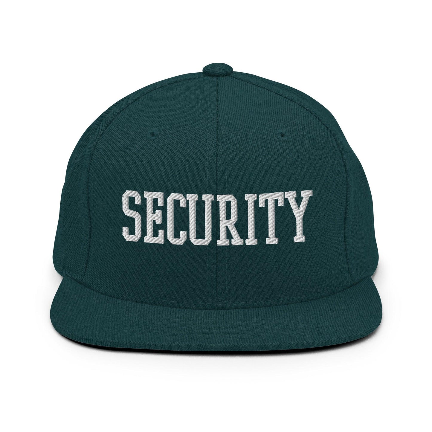 Security Uniform Work Block Embroidered Flat Bill Brim Snapback Hat Spruce