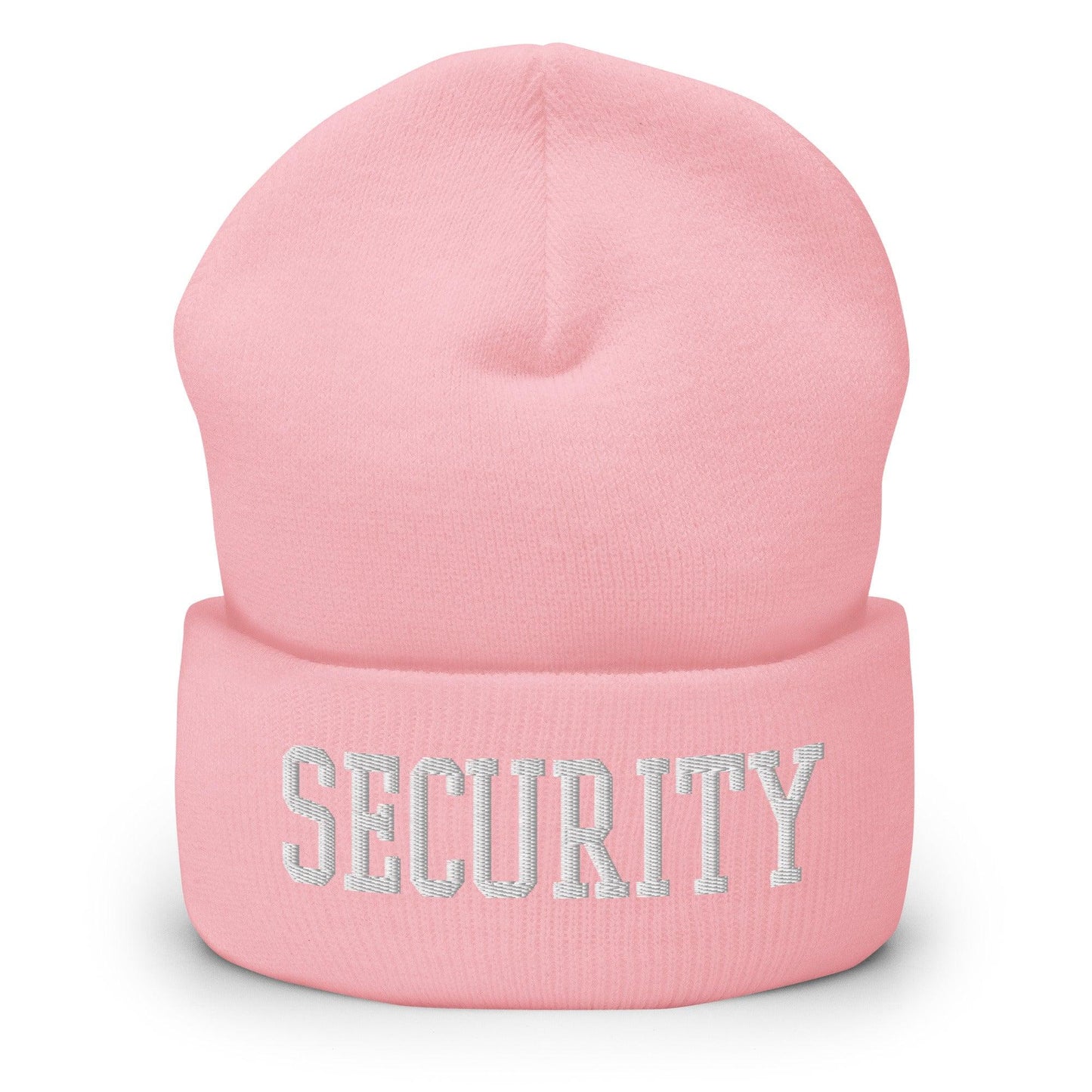 Security Uniform Work Block Embroidered Knit Cuffed Beanie Baby Pink