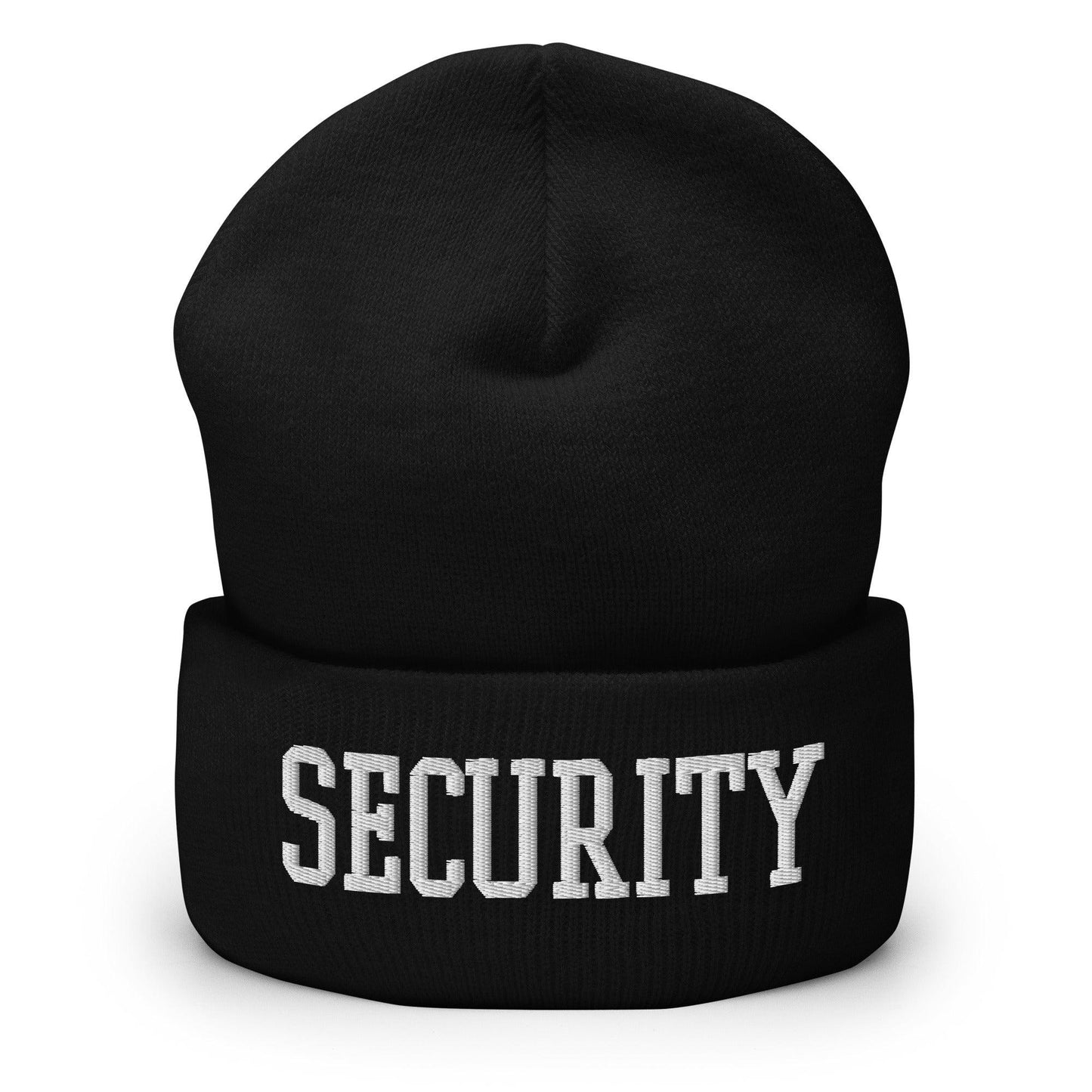 Security Uniform Work Block Embroidered Knit Cuffed Beanie Black