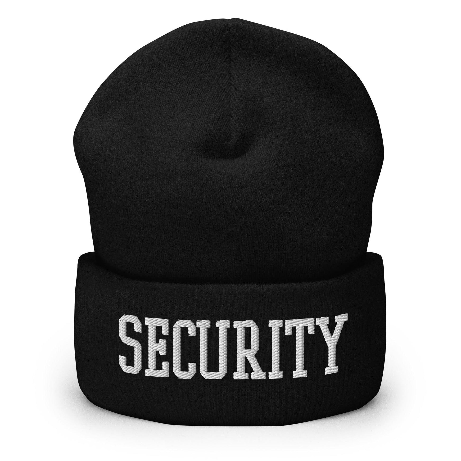 Security Uniform Work Block Embroidered Knit Cuffed Beanie Black