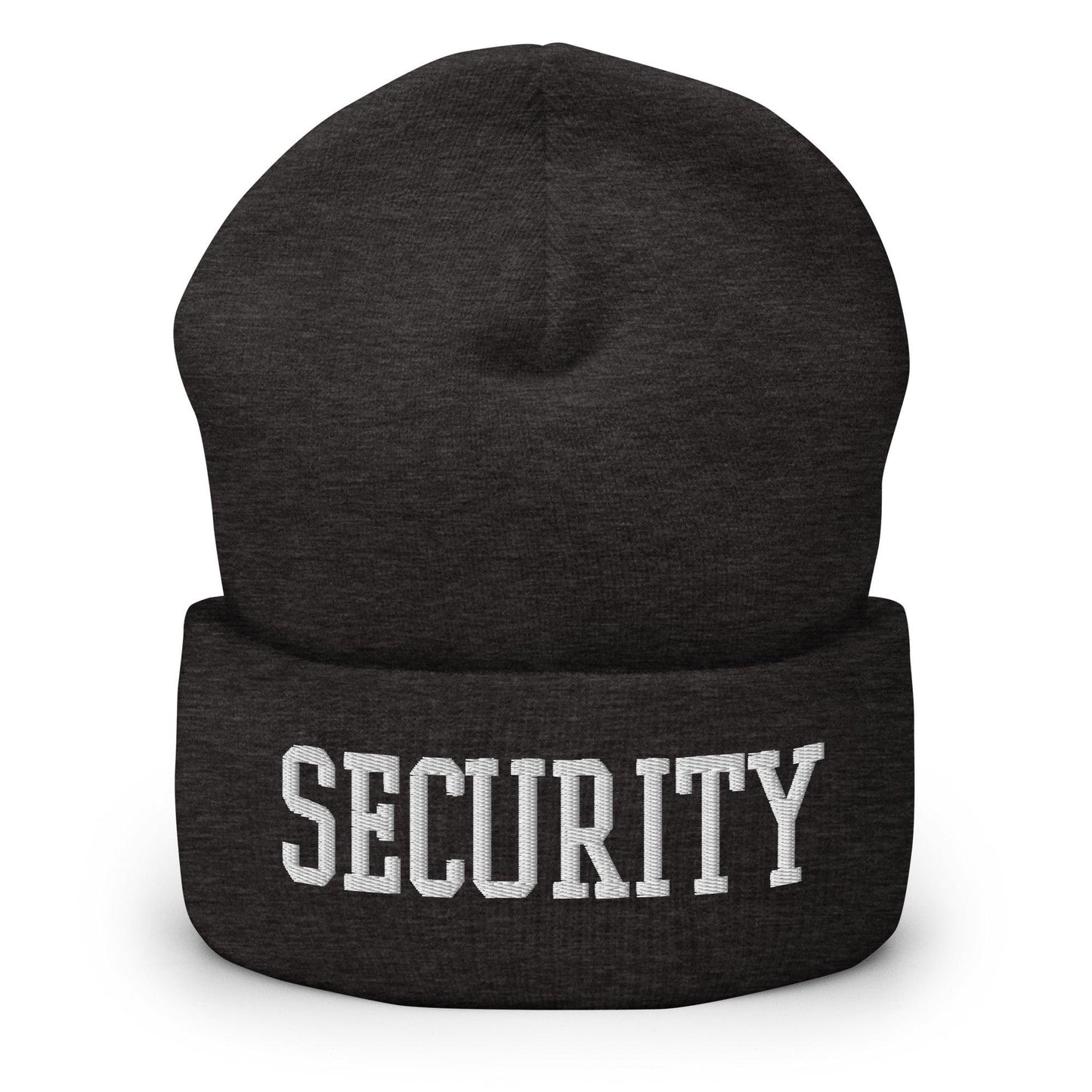 Security Uniform Work Block Embroidered Knit Cuffed Beanie Dark Grey