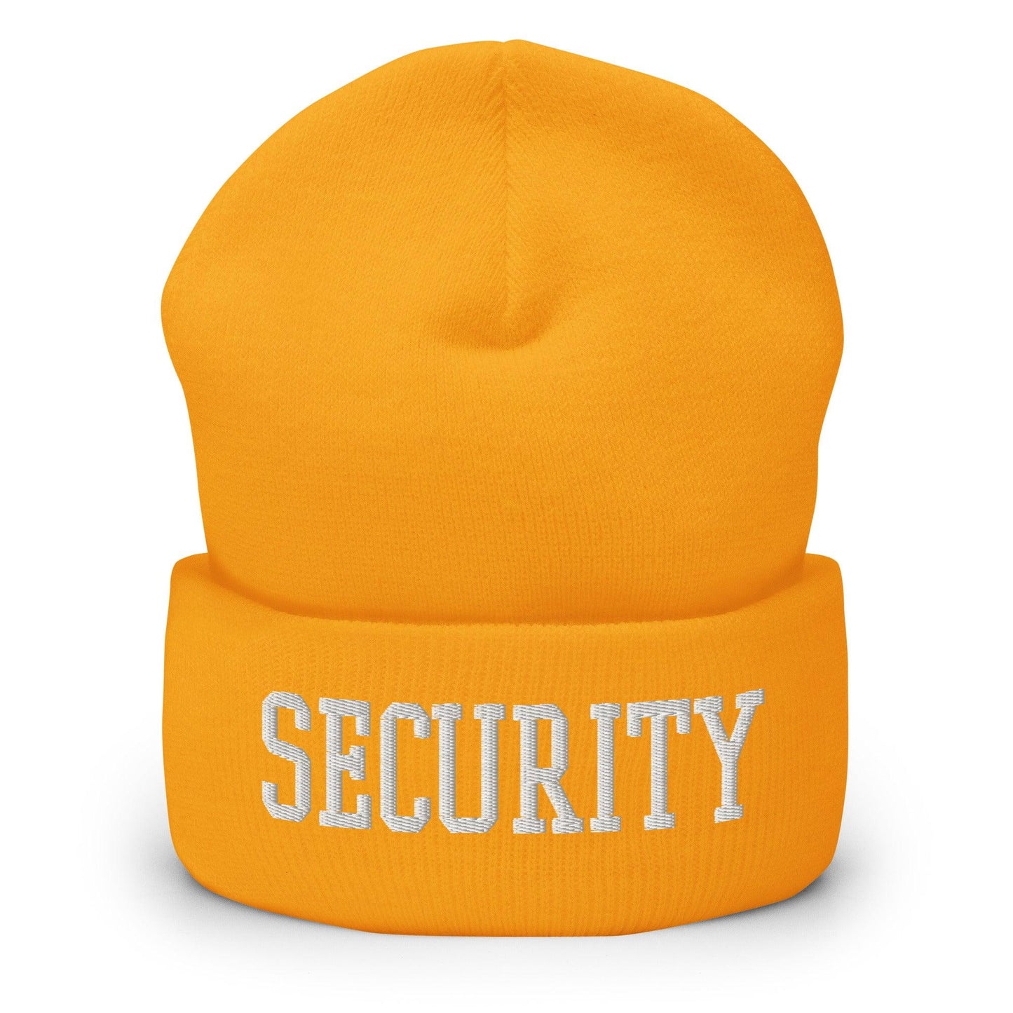 Security Uniform Work Block Embroidered Knit Cuffed Beanie Gold