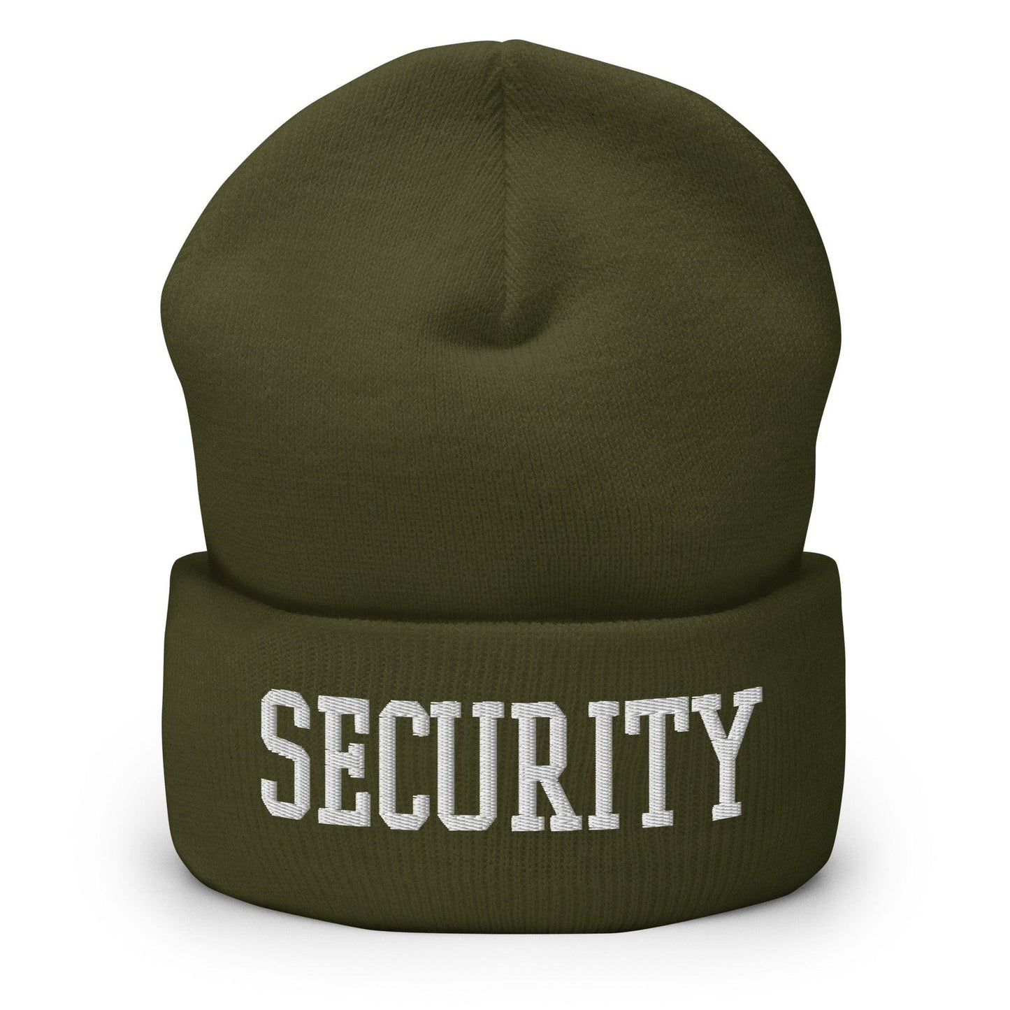 Security Uniform Work Block Embroidered Knit Cuffed Beanie Olive