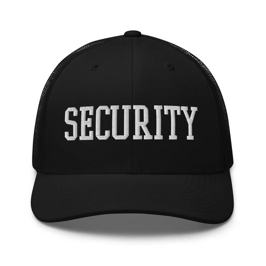 Security Uniform Work Block Embroidered Mesh Trucker Hat Black