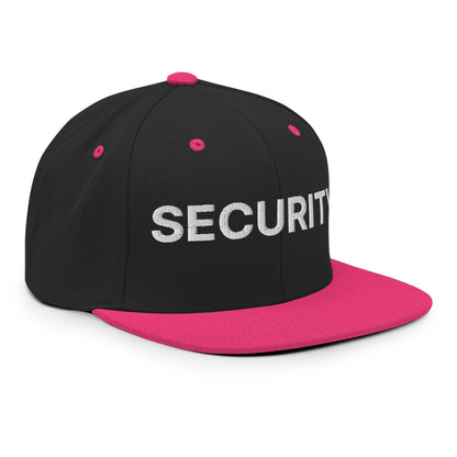 Security Uniform Work Embroidered Flat Bill Brim Snapback Hat Black Neon Pink