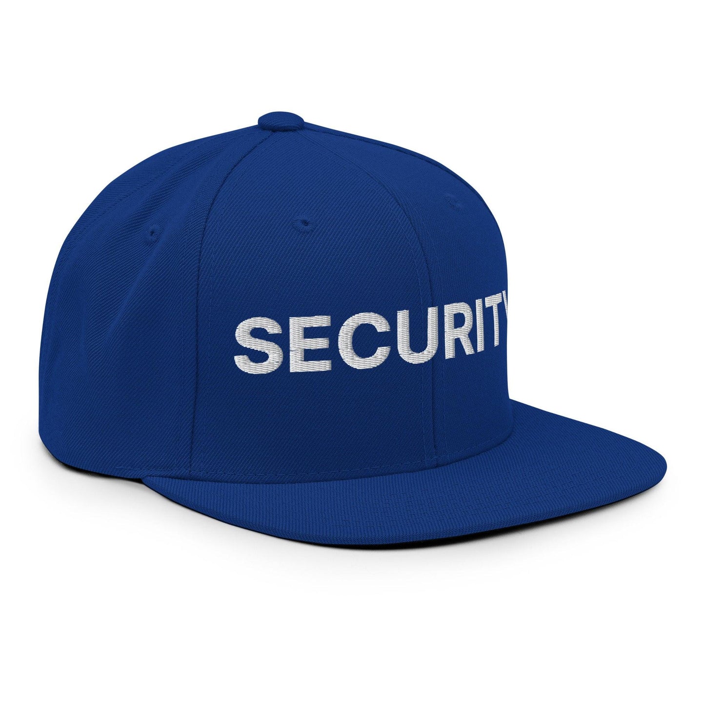 Security Uniform Work Embroidered Flat Bill Brim Snapback Hat Royal Blue