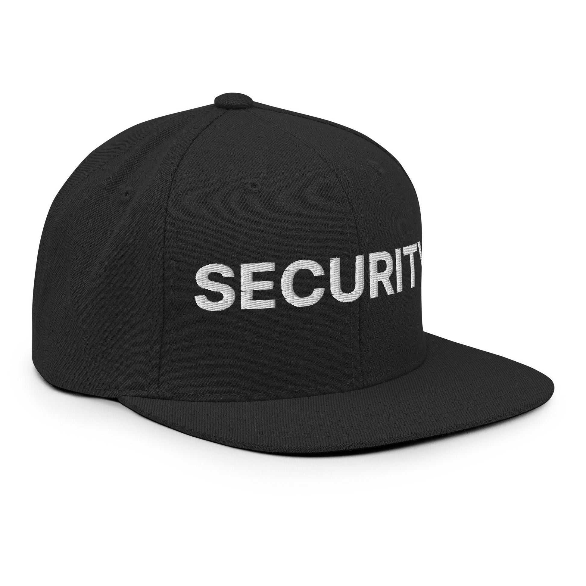 Security Uniform Work Embroidered Flat Bill Brim Snapback Hat Black