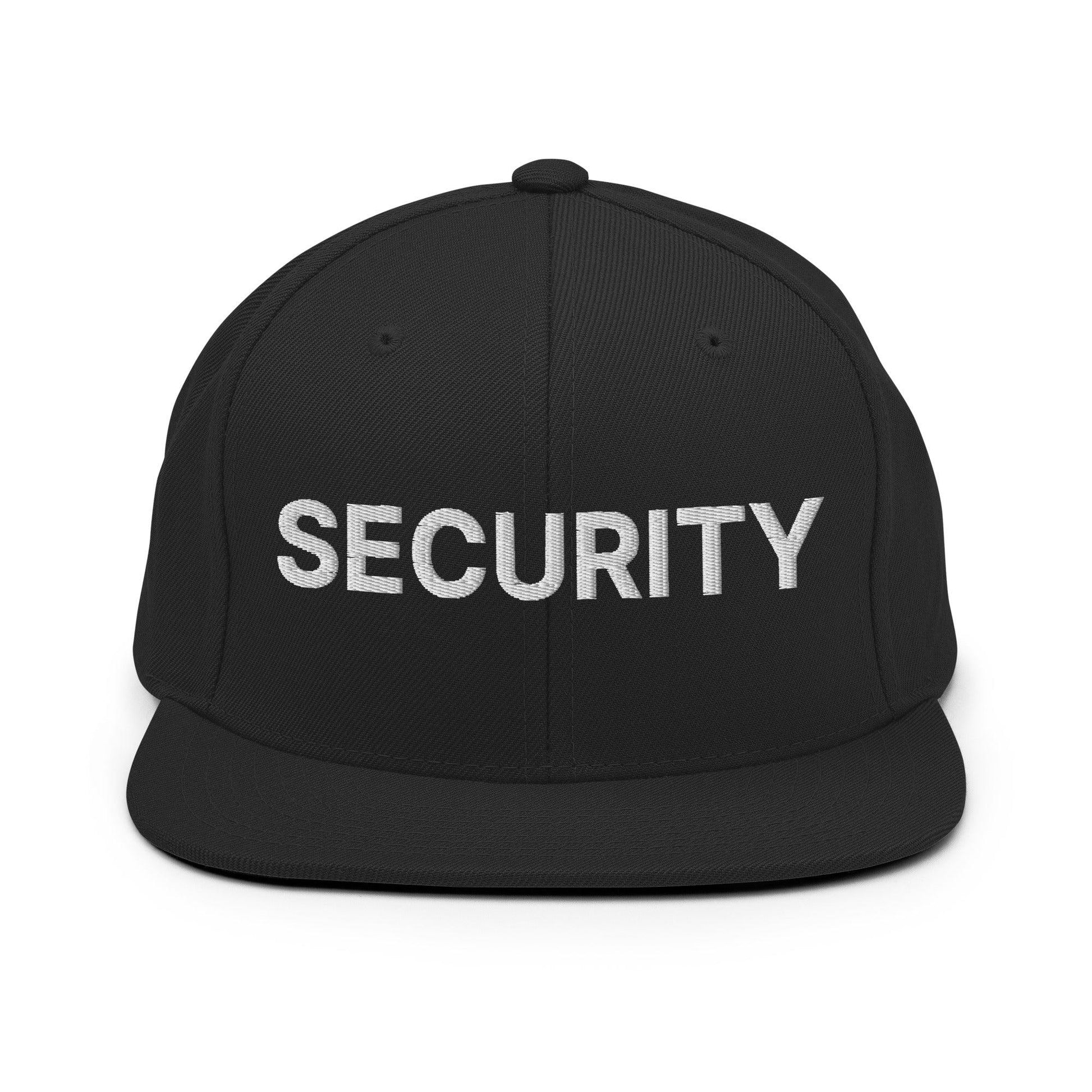 Security Uniform Work Embroidered Flat Bill Brim Snapback Hat Black