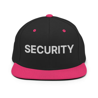 Security Uniform Work Embroidered Flat Bill Brim Snapback Hat Black Neon Pink