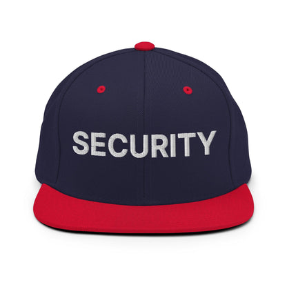 Security Uniform Work Embroidered Flat Bill Brim Snapback Hat Navy Red