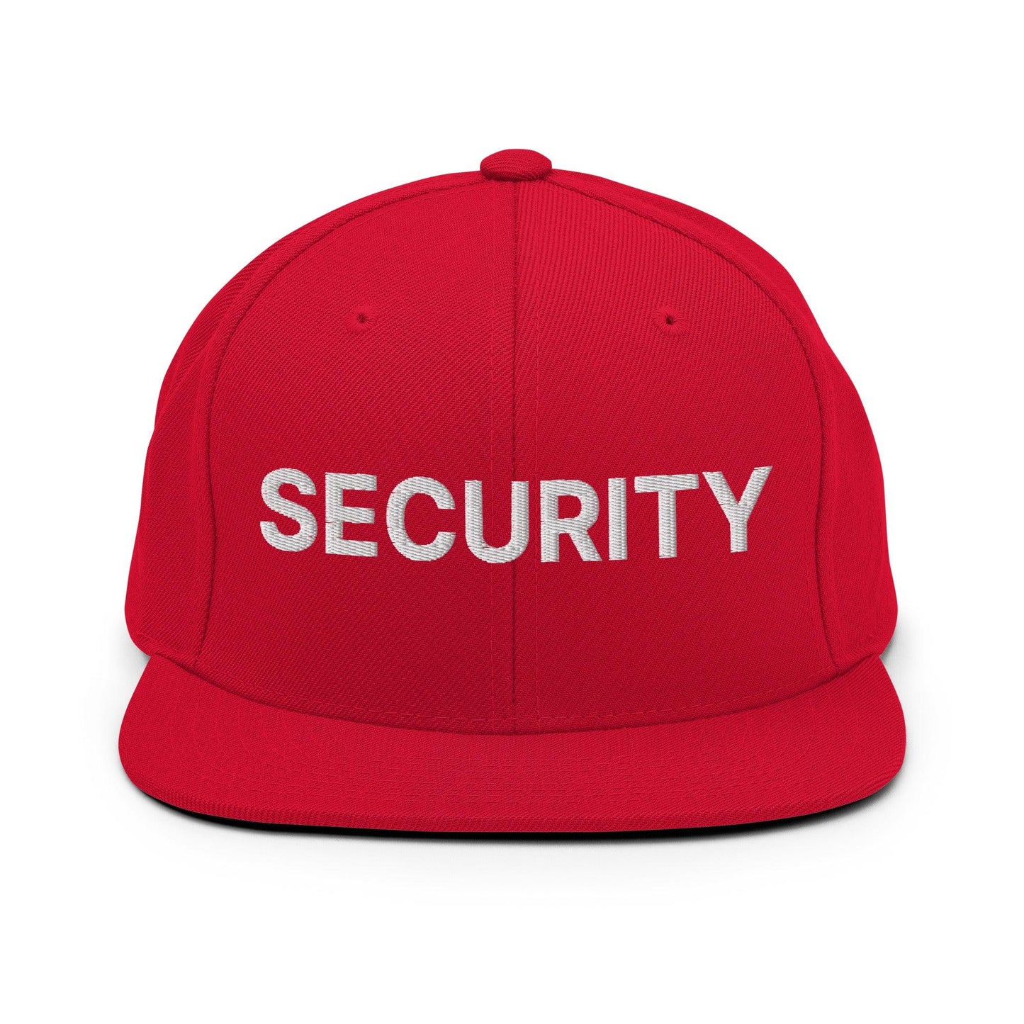 Security Uniform Work Embroidered Flat Bill Brim Snapback Hat Red