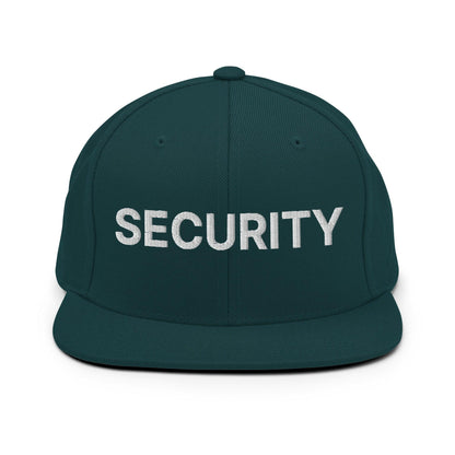 Security Uniform Work Embroidered Flat Bill Brim Snapback Hat Spruce