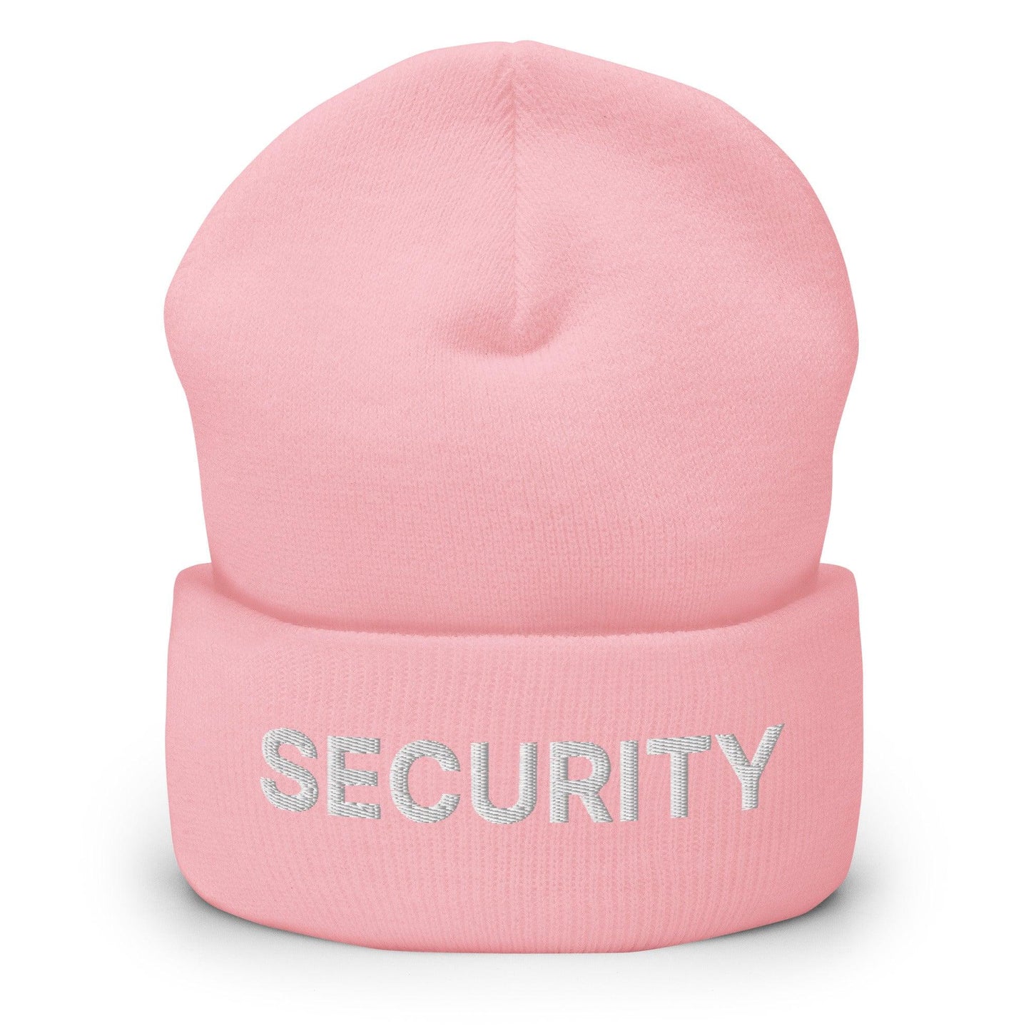 Security Uniform Work Embroidered Knit Cuffed Beanie Baby Pink