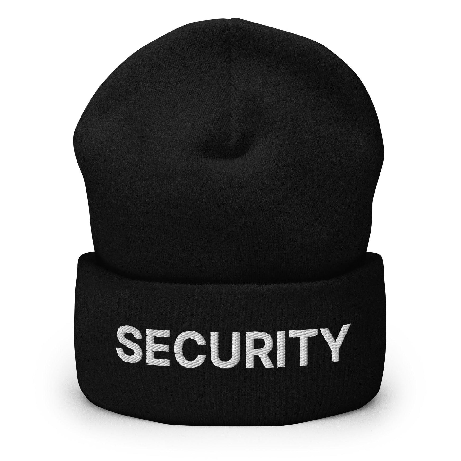 Security Uniform Work Embroidered Knit Cuffed Beanie Black