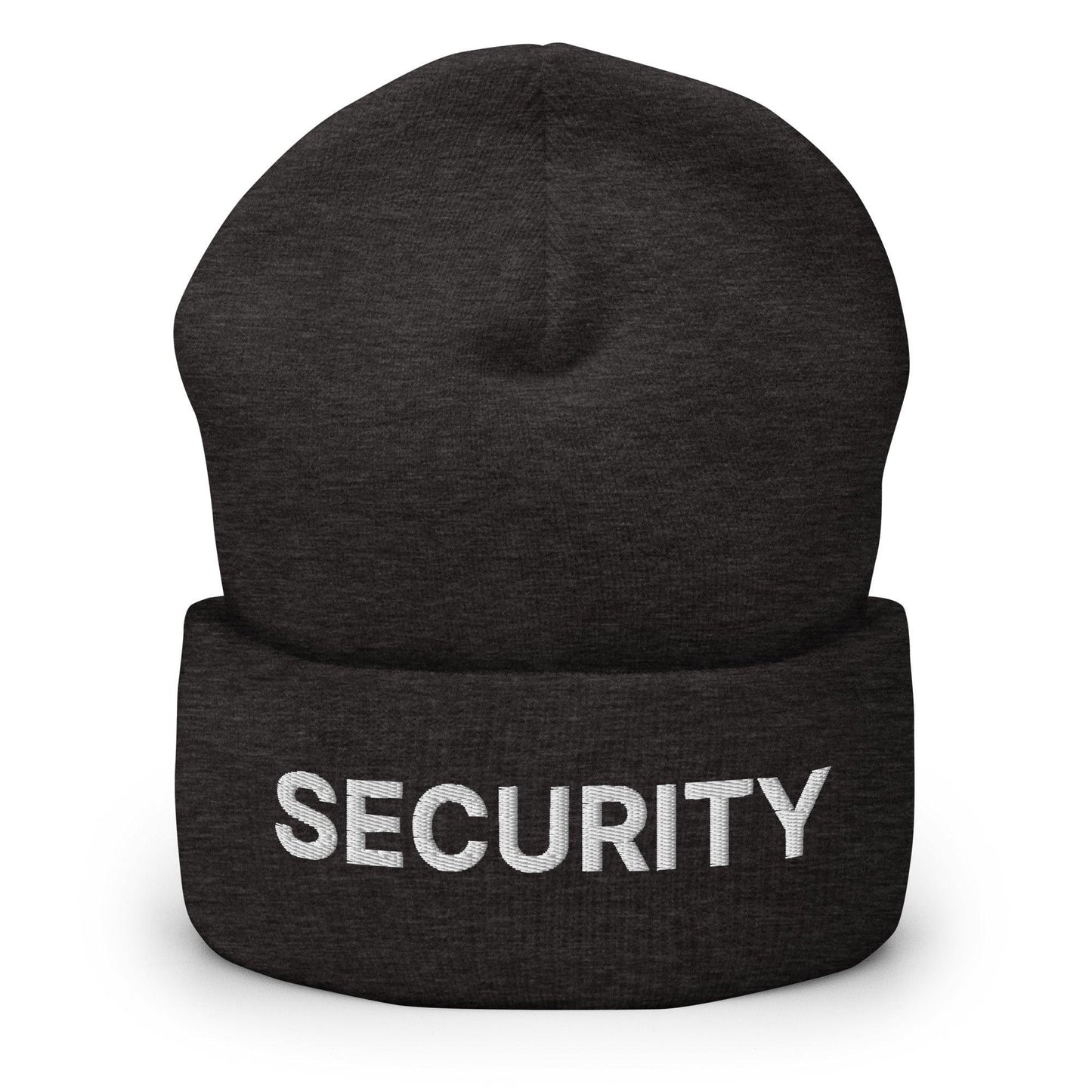 Security Uniform Work Embroidered Knit Cuffed Beanie Dark Grey