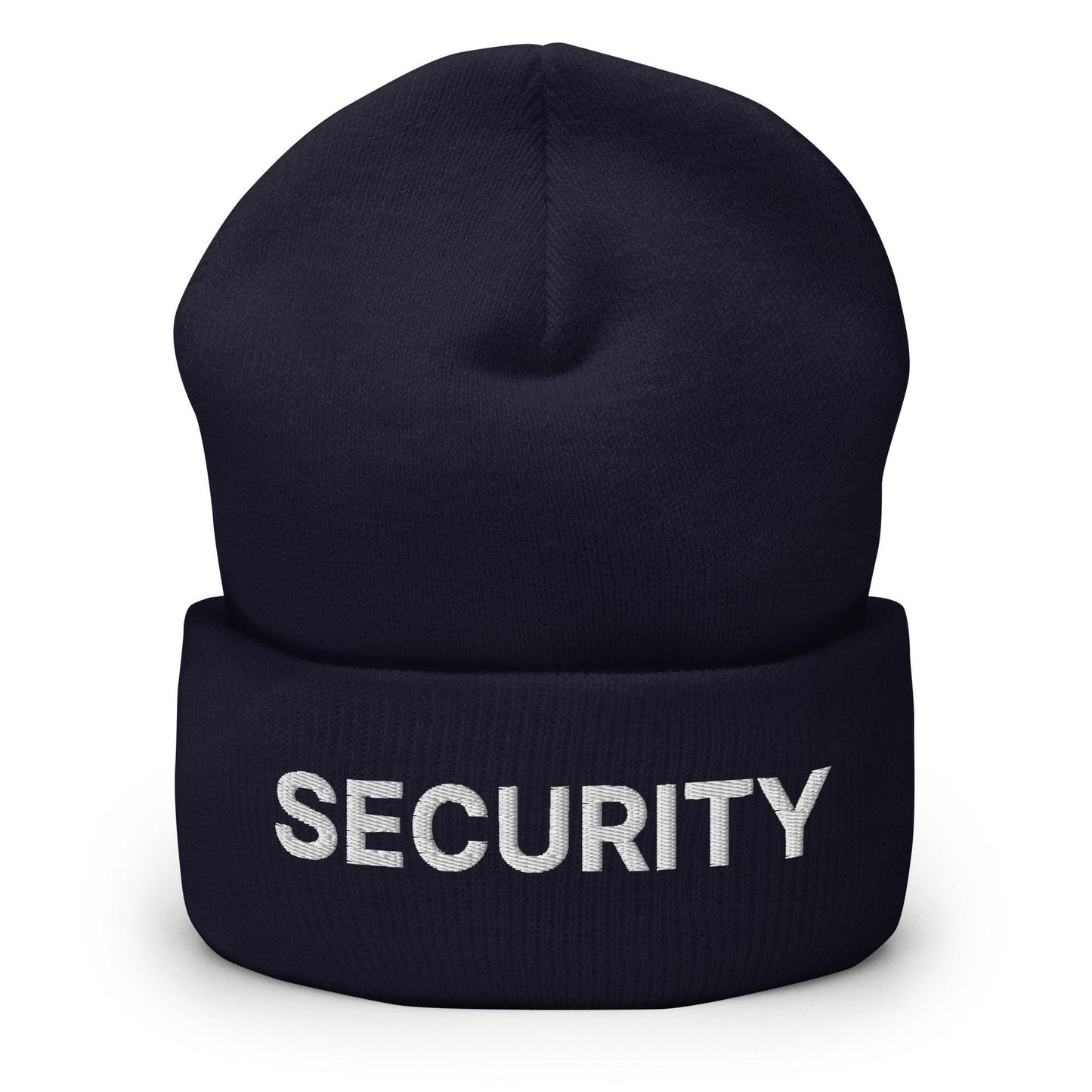 Security Uniform Work Embroidered Knit Cuffed Beanie Navy