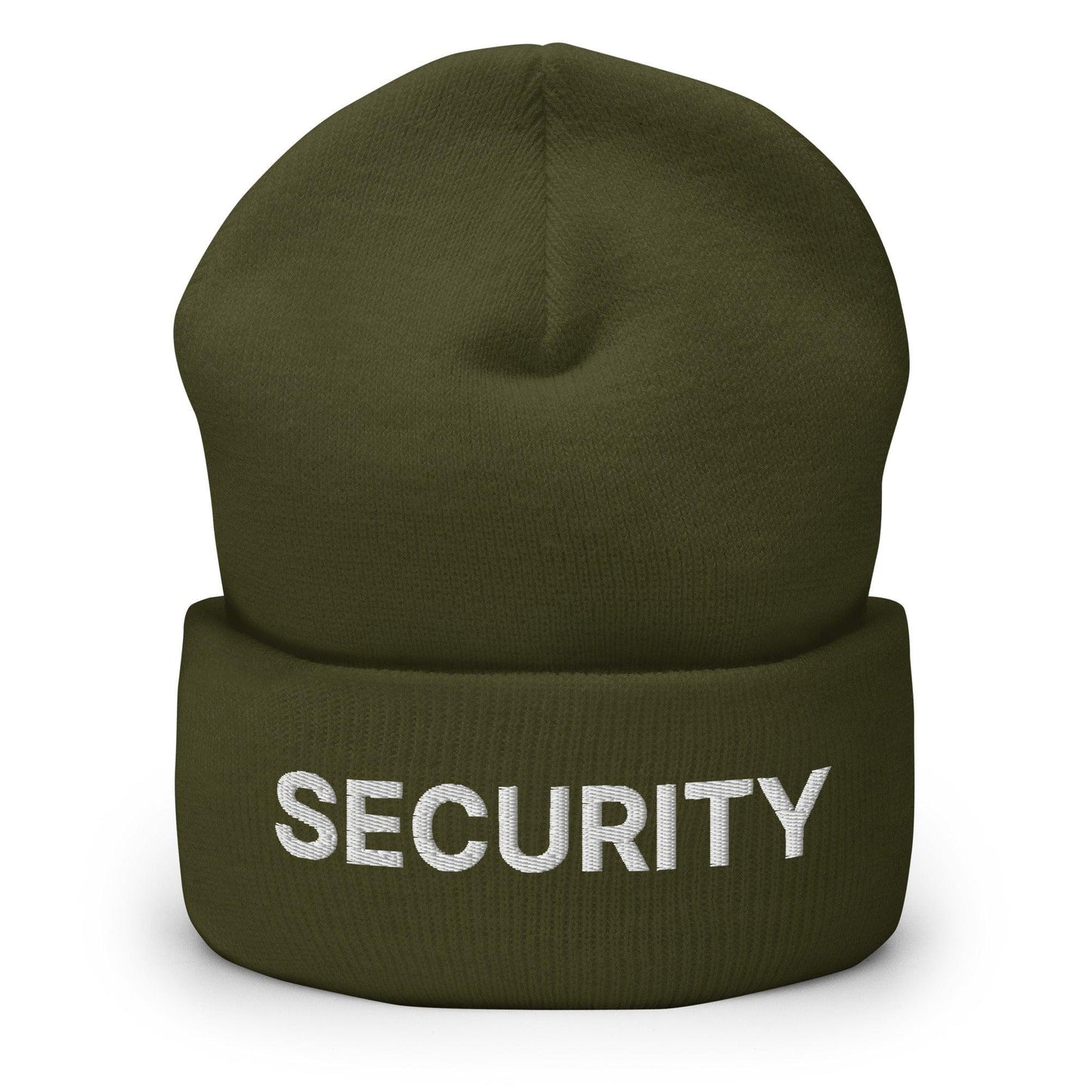 Security Uniform Work Embroidered Knit Cuffed Beanie Olive