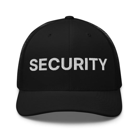 Security Uniform Work Embroidered Mesh Trucker Hat Black