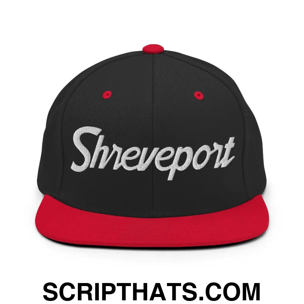 Shreveport Script Snapback Hat Black Red