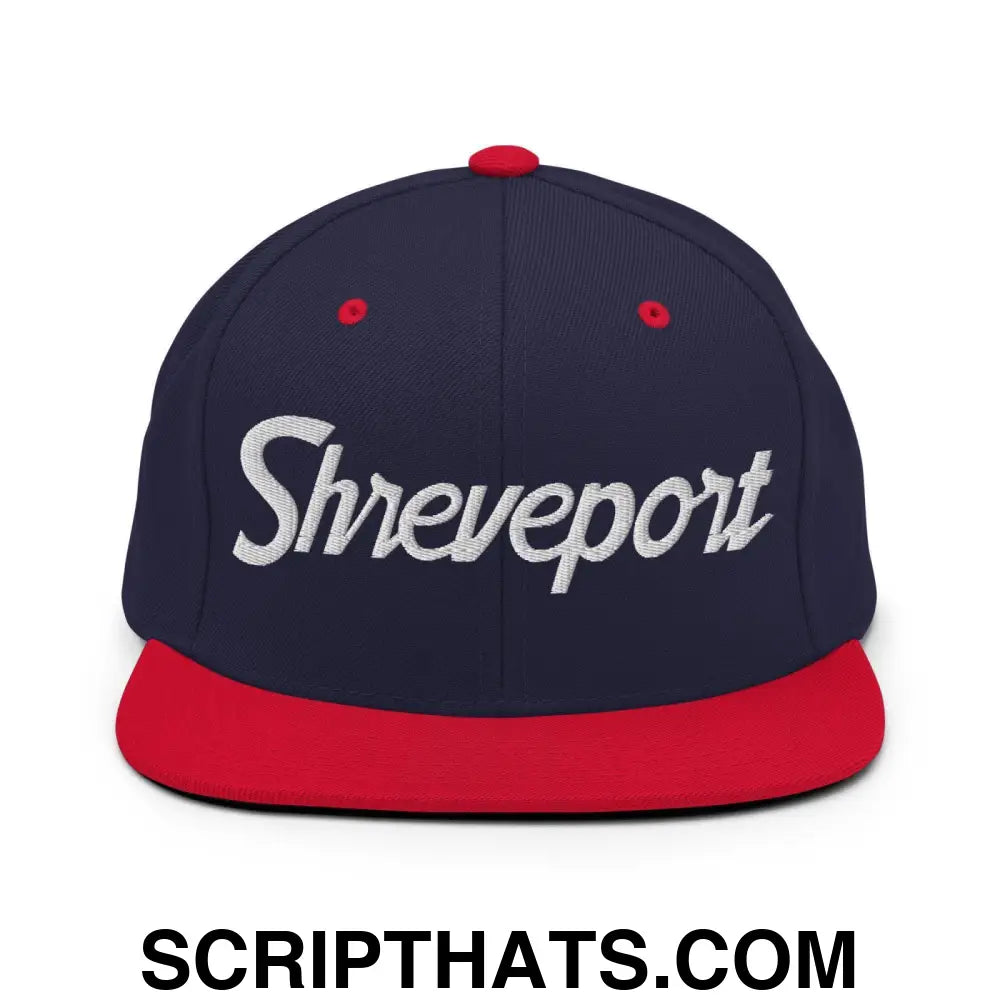 Shreveport Script Snapback Hat Navy Red