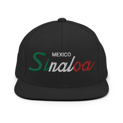 Sinaloa Mexico Vintage Sports Script Snapback Hat Black