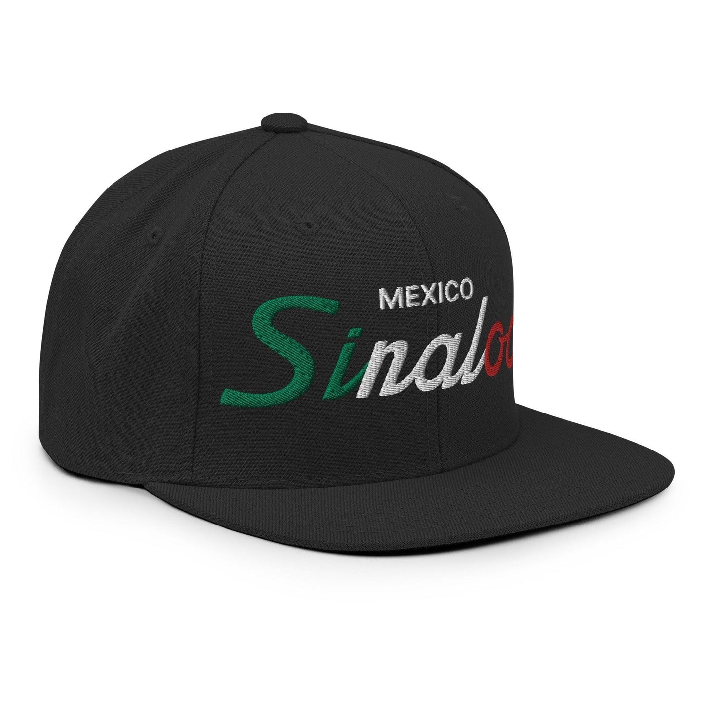 Sinaloa Mexico Vintage Sports Script Snapback Hat Black