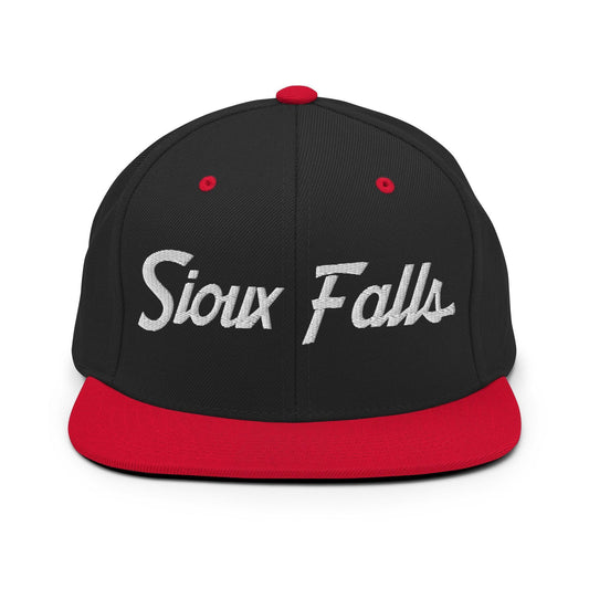 Sioux Falls Script Snapback Hat Black Red