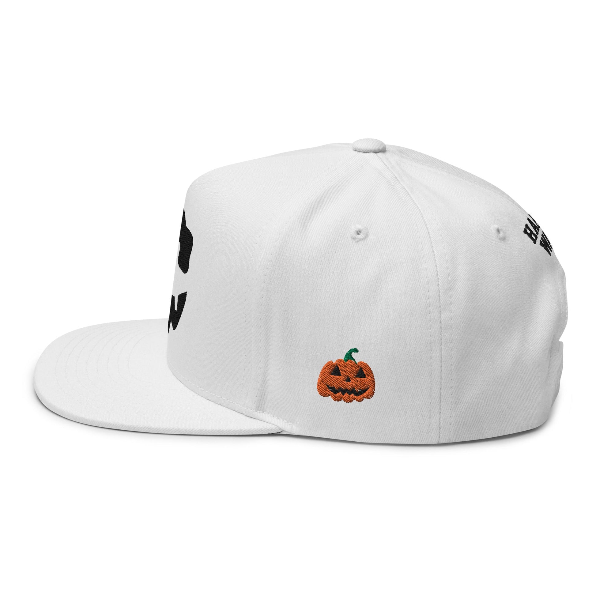 Skeleton Skull Halloween Embroidered Flat Bill Brim 5 Panel Snapback Hat Default Title