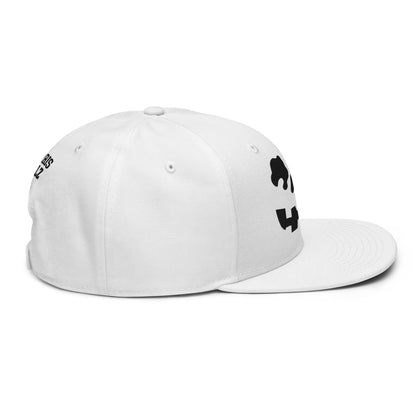 Skeleton Skull Halloween Embroidered Flat Bill Brim High Crown Snapback Hat White