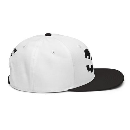 Skeleton Skull Halloween Embroidered Flat Bill Brim High Crown Snapback Hat Black White White