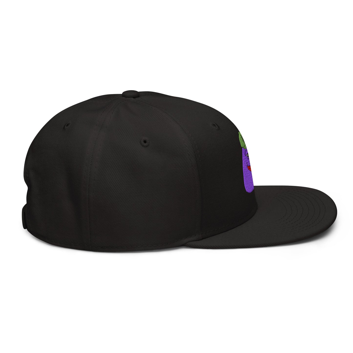 $PURPE Purple Pepe Embroidered Flat Bill Brim Snapback Hat Black