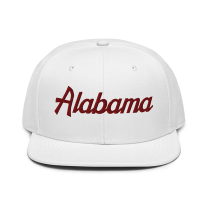 Alabama Vintage College Sports Script Flat Brim Bill Snapback Hat Default Title