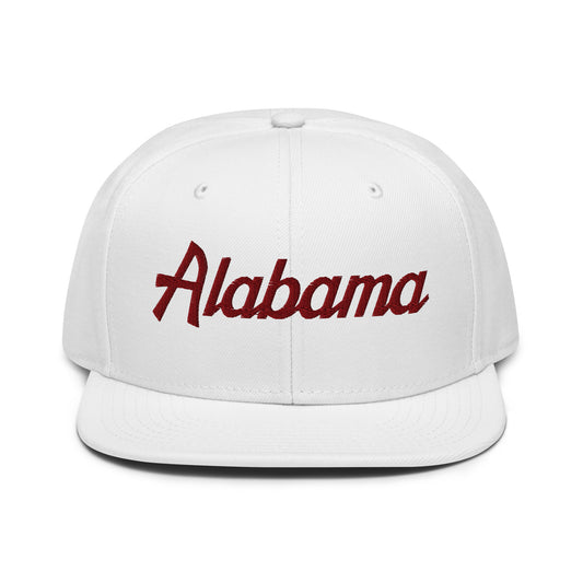 Alabama Vintage College Sports Script Flat Brim Bill Snapback Hat Default Title