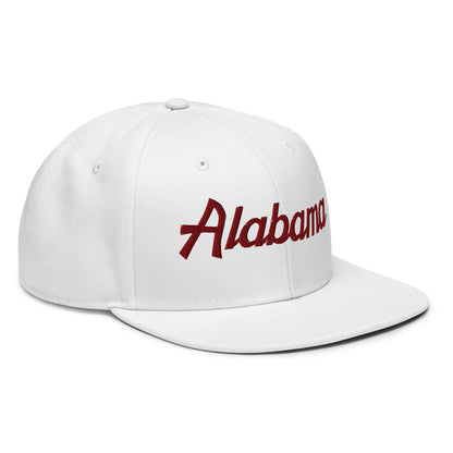 Alabama Vintage College Sports Script Flat Brim Bill Snapback Hat Default Title