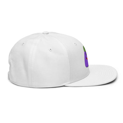 $PURPE Purple Pepe Embroidered Flat Bill Brim Snapback Hat White