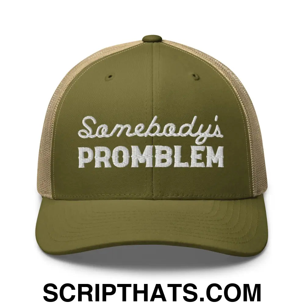 Somebody's Problem Retro Trucker Hat Moss Khaki