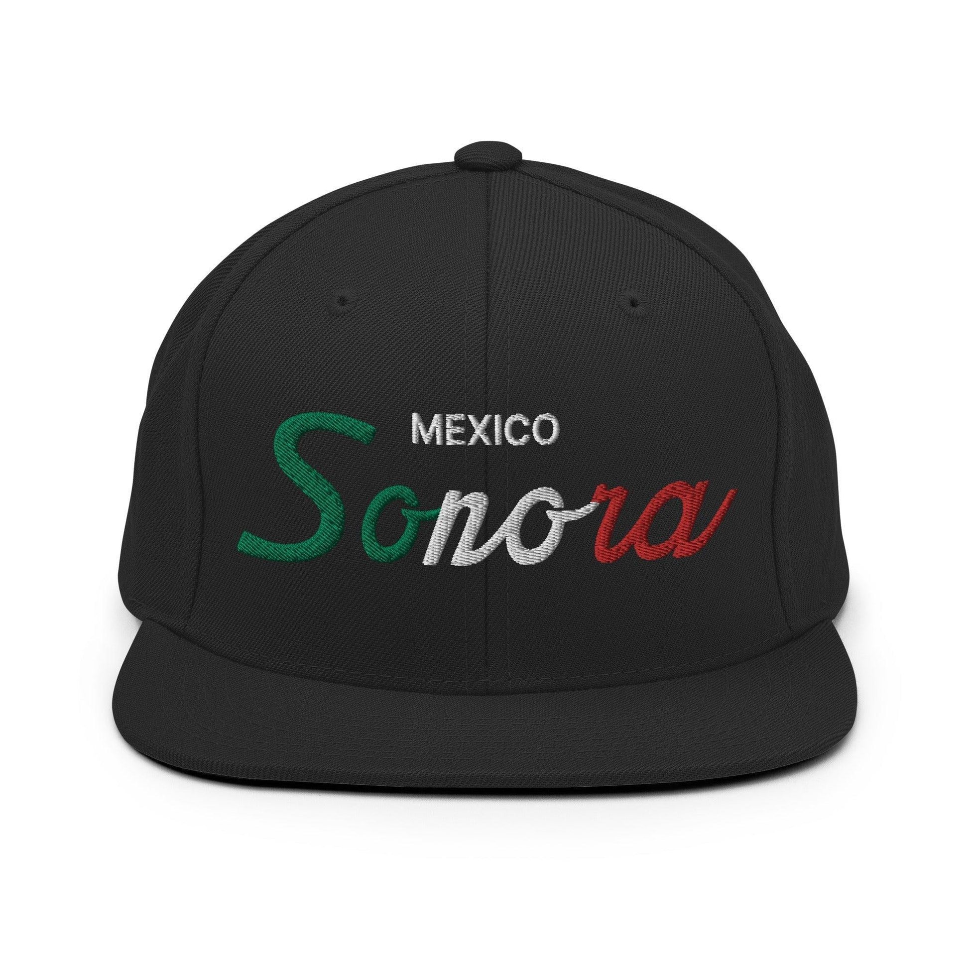 Sonora Mexico Vintage Sports Script Snapback Hat Black