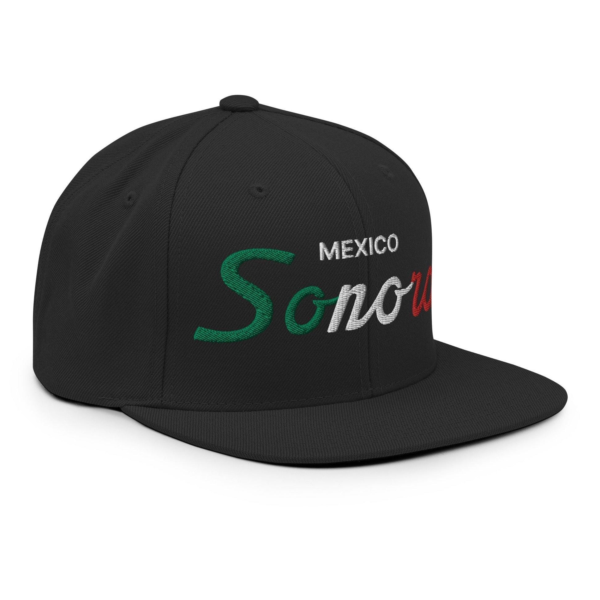 Sonora Mexico Vintage Sports Script Snapback Hat Black